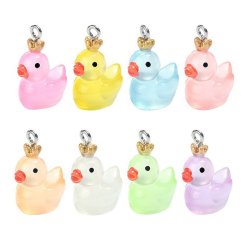 Badeenten-Anhnger, gemischte Farben, Kunststoff mit Metallse, 23x17x13 mm, 6 Stck