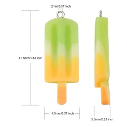 Ice stick / soda ice, pendant, frosted plastic, mix colours, 31x11x4,5 mm, 4 pcs