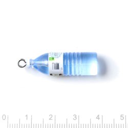 Wasserflasche, Anhnger mit Metallschlaufe, Kunststoff, hellblau, 34x10 mm, 4 Stck