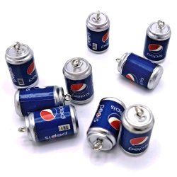 Pesi Cola Dose, Schmuckanh&auml;nger mit Metall&ouml;se, Kunststoff, blau, 23x12 mm, 4 Stck