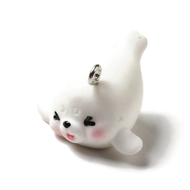 Sea lion pendant with metal eye, plastic, 17x24x25mm, 1 piece