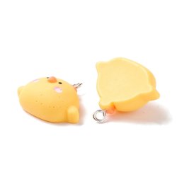 H&uuml;hner-Anh&auml;nger mit Metall&ouml;se, gelb, Kunststoff, 22x26x10 mm, 1 St&uuml;ck