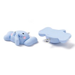 Elefant, Anh�nger mit Metall�se, hellblau, Kunststoff, 21 x 26 x 8 mm, 1 Stck