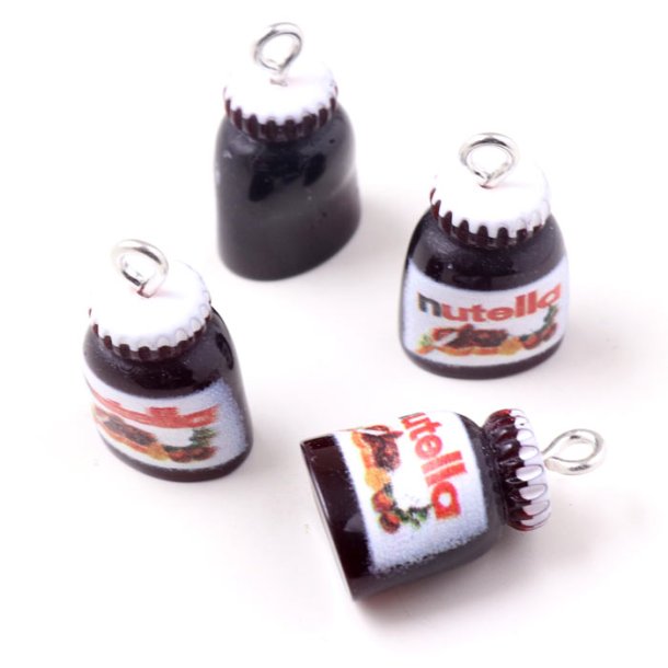Nutella Becher, Anh&auml;nger mit Metall&ouml;se, Kunststoff, 20x12x8 mm, 4 Stck