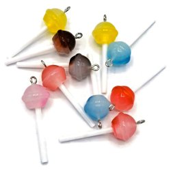 Lollipop-Anhnger, Kunststoff, Mix Farben, 48x15mm, 4 Stck