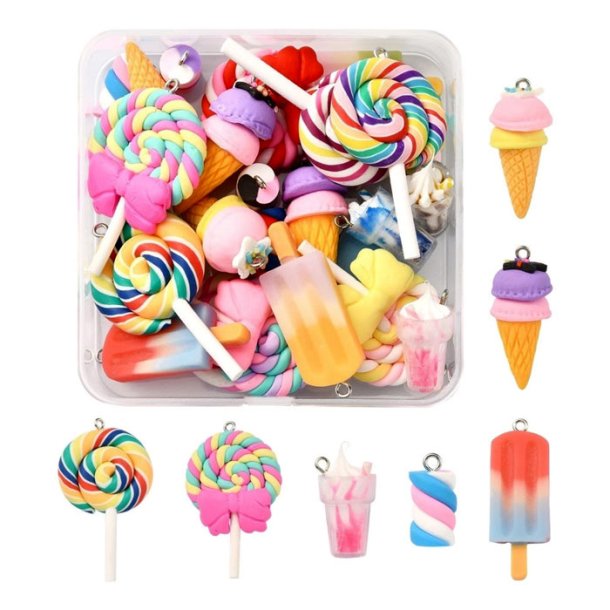Candy pendant box, polymer clay, with eyelet, 19-50mm 26 pcs.