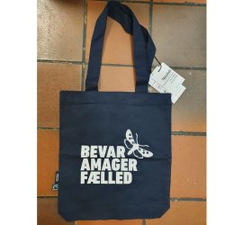 Bevar Amager Flled, mrkebl mulepose med hvid skrift p den ene side, 1 stk