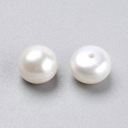 Freshwater pearl, white, half-drilled, flat back, 7,5-8mm, 2pcs.