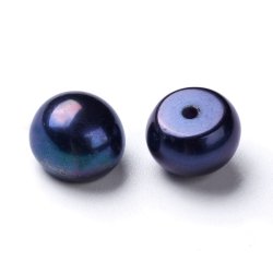 S&uuml;&szlig;wasserperlen, schillernd, dunkel-blau-lila angebohrt, 9x6,5 mm, 2 stk