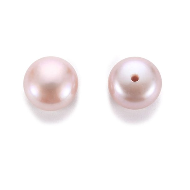Freshwater pearl, light lavender blush, half-drilled, 8x5mm, 2pcs