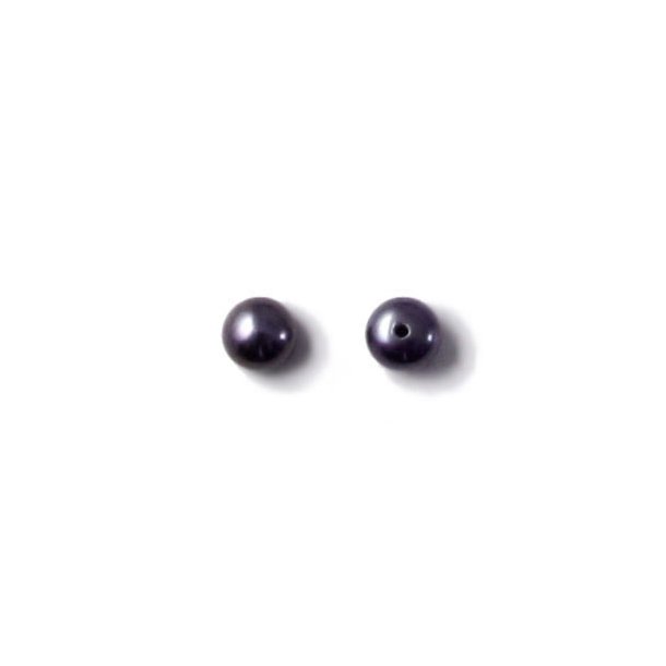 Freshwater pearl, iridescent dark blue, half-drilled, 6-6.5mm, 2pcs.