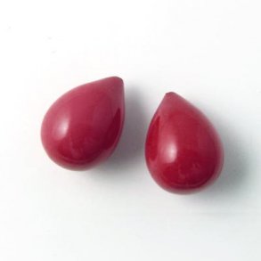 Shell pearl drber, anboret, dyb rd, 10x14 mm, 2 Stk.