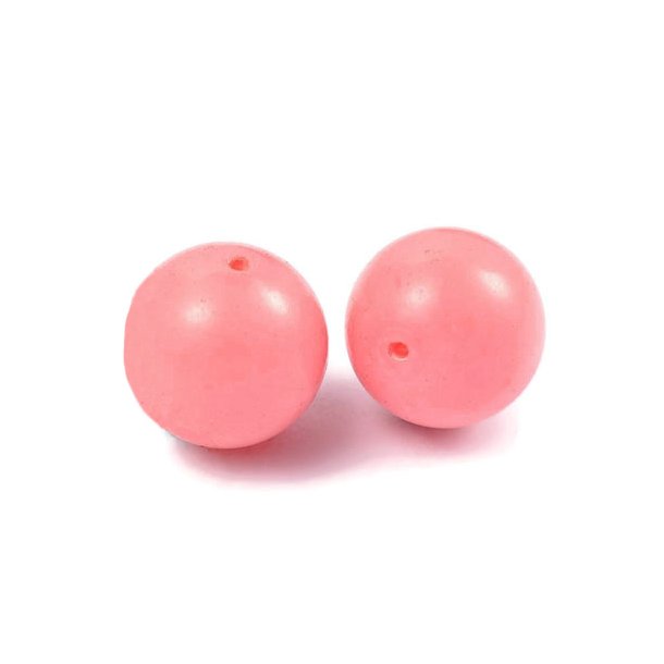 2pcs., salmon coloured, half-drilled shell pearl, 6mm.