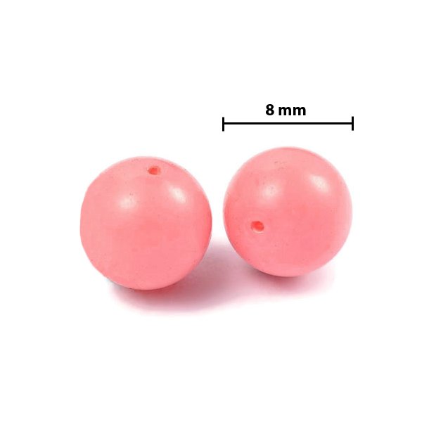 2pcs., salmon coloured, half-drilled shell pearl, 8mm.