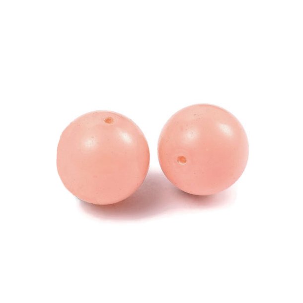 Shell pearl, rund, lys rosa, anboret perle, 6 mm med 1 mm hul, 2 stk.