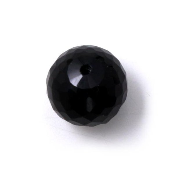 Onyx bead, half-drilled, faceted round, A-grade, 10mm, 1pc.