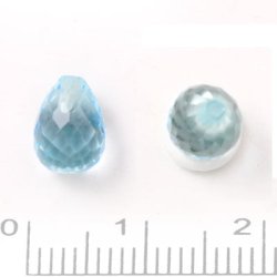 Blauer Topas, Tropfen, angebohrt, facettiert, AA-Qualit&auml;t, 8x6 mm, 1 Stk.