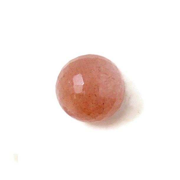 Peach Moonstone, round, half-drilled, closely faceted, 10mm, 1pc.