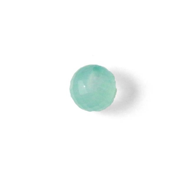 Aqua chalcedony, round, half-drilled, round, closely faceted, 8mm, 1pc.