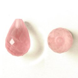 Rosenquarz, Tropfen, angebohrt, facettiert, rosa, 8x6 mm, 1 Stk.