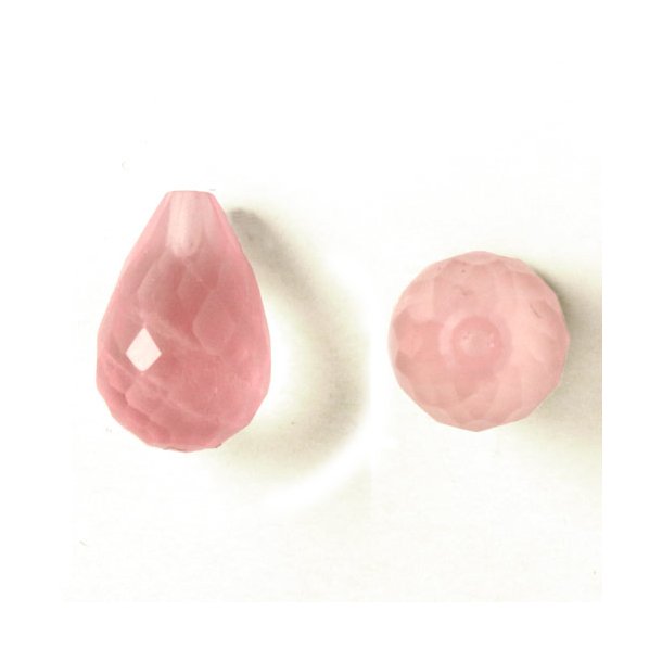 Rose Quartz teardrop, half-drilled, , light pink, 12x8mm, 1pc.
