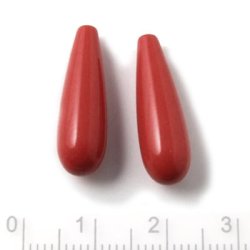 Korallenroter Tropfen, gepresster Koral, rot, angebohrt, 22x7x3 mm, 2 Stk
