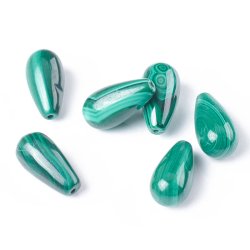 Malakit (echt), angebohrt, Tropfen, grn, 16x8 mm, 1 Stk.