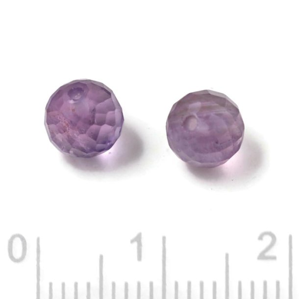 Amethyst, half-drilled, closely faceted, A-grade, 6mm, 1pc.