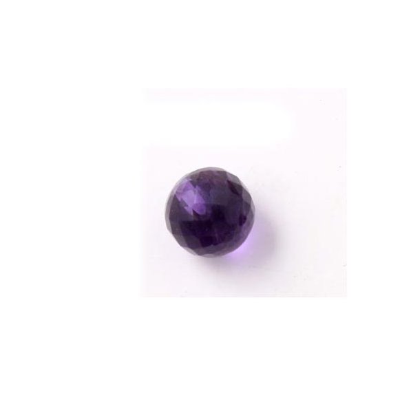 Amethyst, dark purple, half-drilled, faceted, round, 10mm, 1pc.