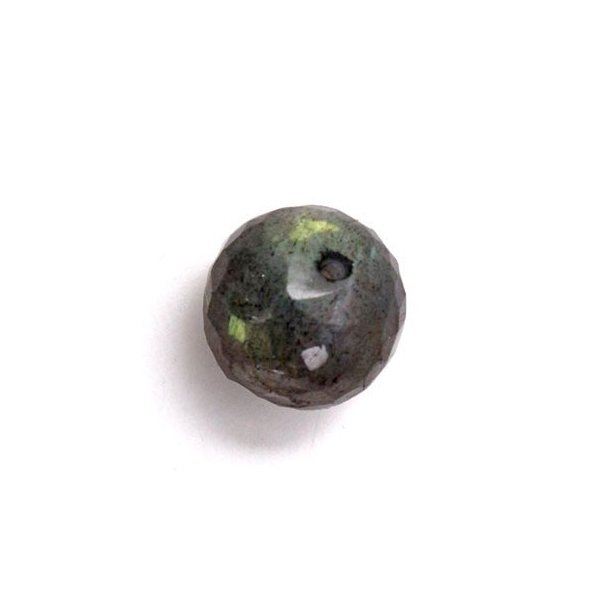 Labradorite, half-drilled, closely faceted, 8mm, 1pc.