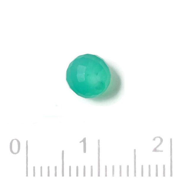 Green Onyx, half-drilled, closely faceted, 6mm, 1pc.
