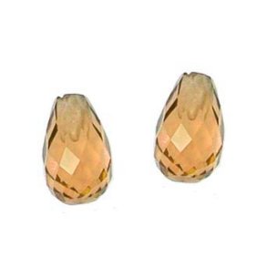 Citrine teardrop, small, half-drilled, closely faceted, 5x3mm, 1pcs.