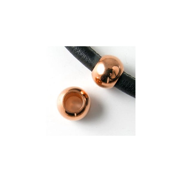 Thick bracelet bead, 10mm, glossy rose gilded stainless steel, hole size 5mm, 1pc.