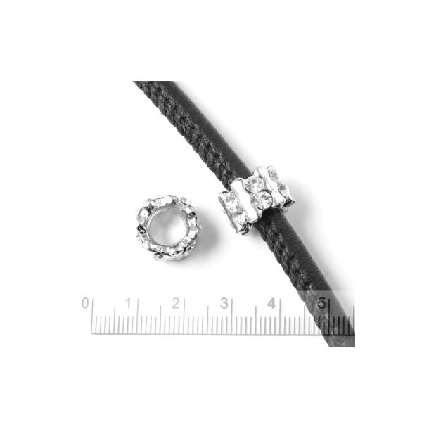Wellenf&ouml;rmige Zwischenperle, Silber mit Kristallen, 13,2x9,3 mm, 1 Stk.