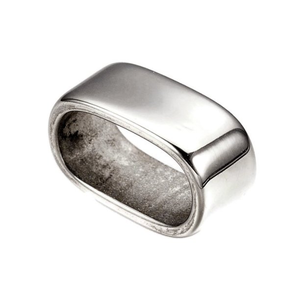 Ring / collector bead for cords, oval, stainless steel, 13x8x6mm, 2pcs