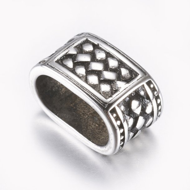 Collector bead, oval hole, antique stainless steel, inner hole size 12x6.5 mm, 1 piece