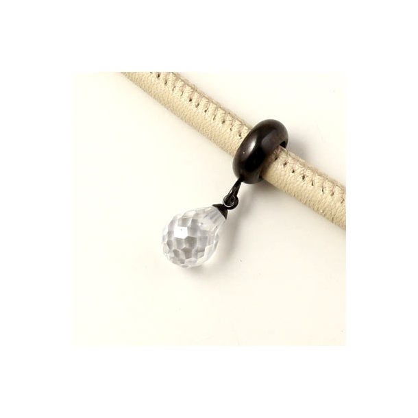 Klare Kristalltropfen-Anhnger aus Schwarzer stahl auf se mit 6 mm Loch, 1 Stk.
