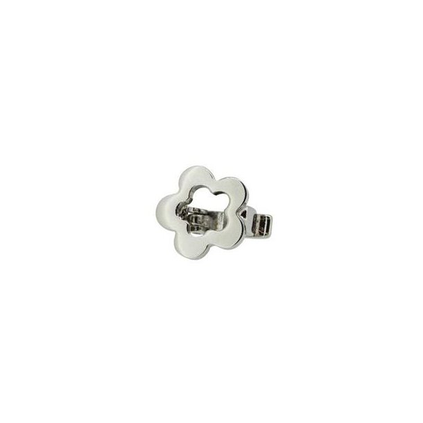 Flower-clip, polished steel, used with cords of 5-6mm, 10mm, 1pc.