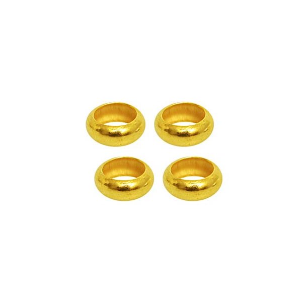 Rounded deep ring, gold plates silver, round, 5mm with 3,6mm hole, 4pcs