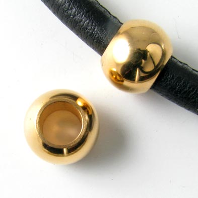 Starke Armbandperle, rund, 12 mm, vergoldeter, rostfreier Stahl, 5 mm Loch, 1 Stk.
