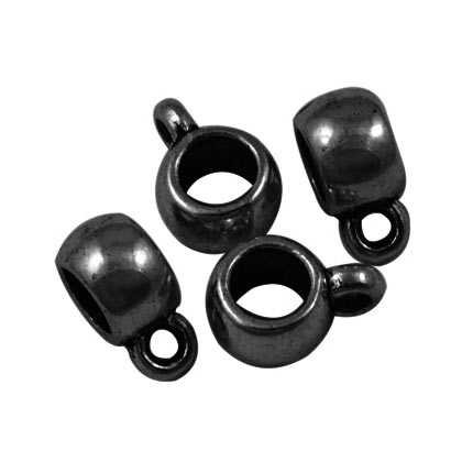 Bandring, rund, blank, schwarz mit Öse und 5,2 mm Loch, 10 Stk