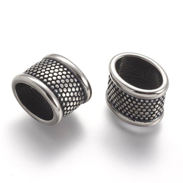 Connector bead, oval-shaped hole, stainless steel, hole size 12,5x8,5mm, 1pc