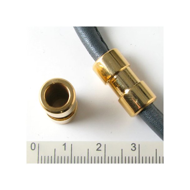 Zylinder mit Manschetten, vergoldeter Stahl, 8 mm Loch, 1 Stk.