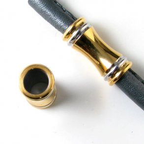 Langer Zylinder mit Verengung, vergoldeter, rostfreier Stahl, 6 mm Loch, 1 Stk