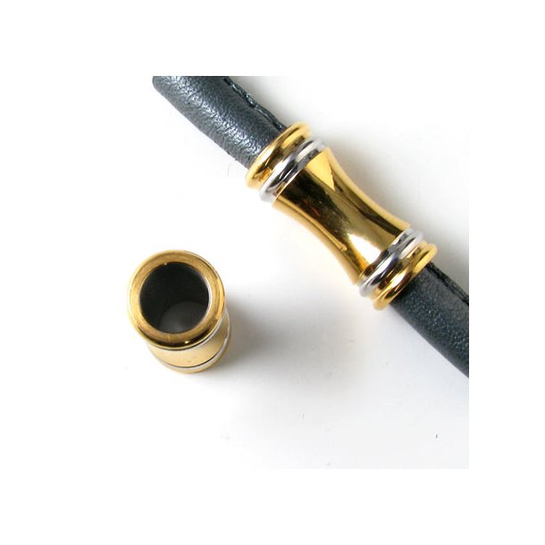 Langer Zylinder mit Verengung, vergoldeter, rostfreier Stahl, 6 mm Loch, 1 Stk