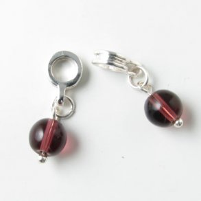 Amethyst-Perle an versilbertem Anhänger, 8 mm, 1 Stk.