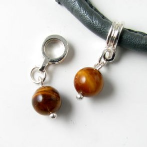 Tigeraugenperle an versilbertem Anhänger, 8 mm, 1 Stk.