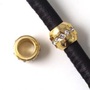 Armbandperle mit Kristallen, vergoldeter Stahl, 5 mm Loch, 1 Stk.