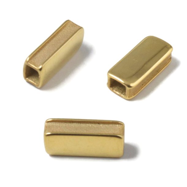Locking bead for knotted bracelets, gilded stainless steel, 12,5x6x5mm, 1pc