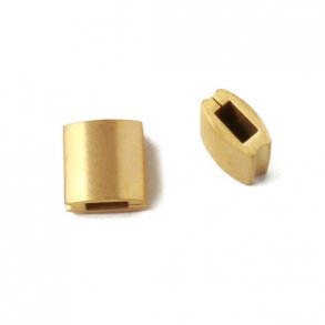 Viereckige Perle für geknüpfte Armbänder, mattierter vergoldeter Stahl, 8x8x5 mm, 1 Stk